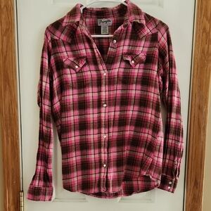 Wrangler Pink Plaid Button-Up Shirt